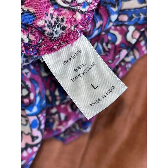 Nanette Lepore Purple & Blue Asymmetrical Paisley Cotton Blend Women's Skirt L - Picture 10 of 10